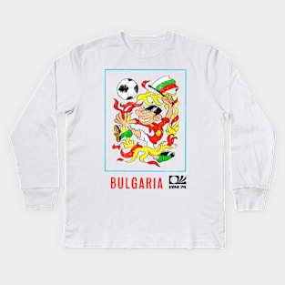 Bulgaria / 70s Vintage-Style Soccer Fan Design Kids Long Sleeve T-Shirt